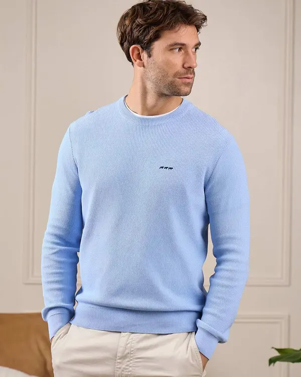 Pull nid d'abeille bleu