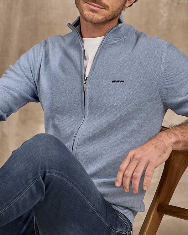 Cardigan zippé bleu