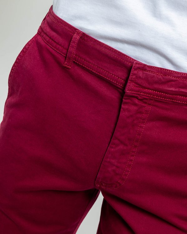 Pantalon chino Lucas uni taille élastique en coton rouge
