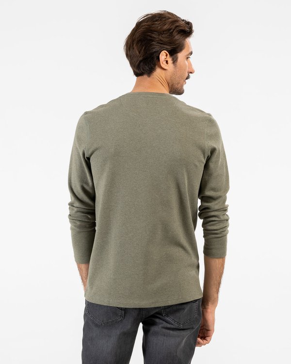 T-shirt manches longues uni col tunisien 100% coton beige T-shirt manches longues uni col tunisien 100% coton beige