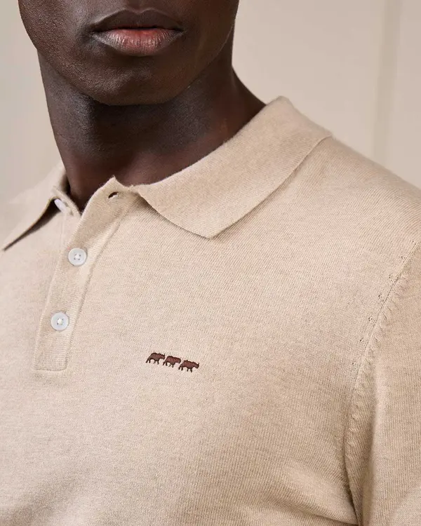Pull col polo Gaspar beige