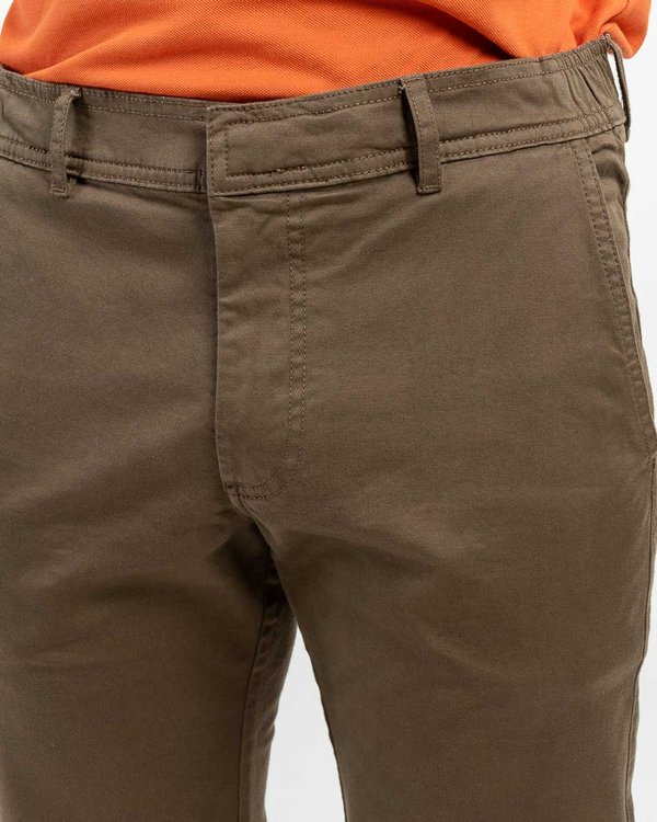 Pantalon chino Lucas uni taille élastique en coton vert