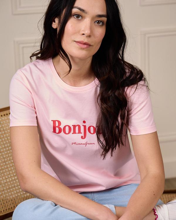 T-shirt Bonjour rose