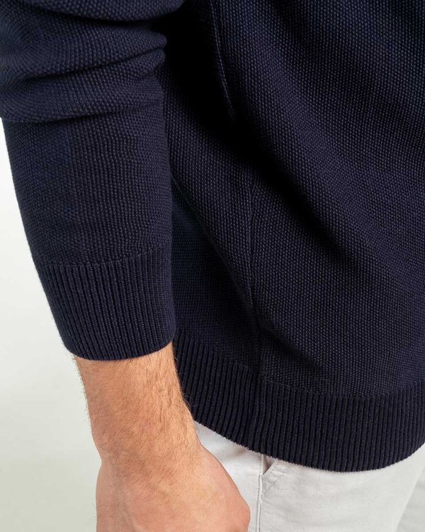 Pull uni Noah col rond en coton issu de l'agriculture biologique bleu Pull uni Noah col rond en coton issu de l'agriculture biologique bleu