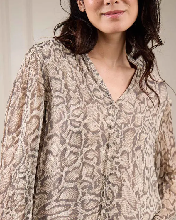 Blouse broderie python beige