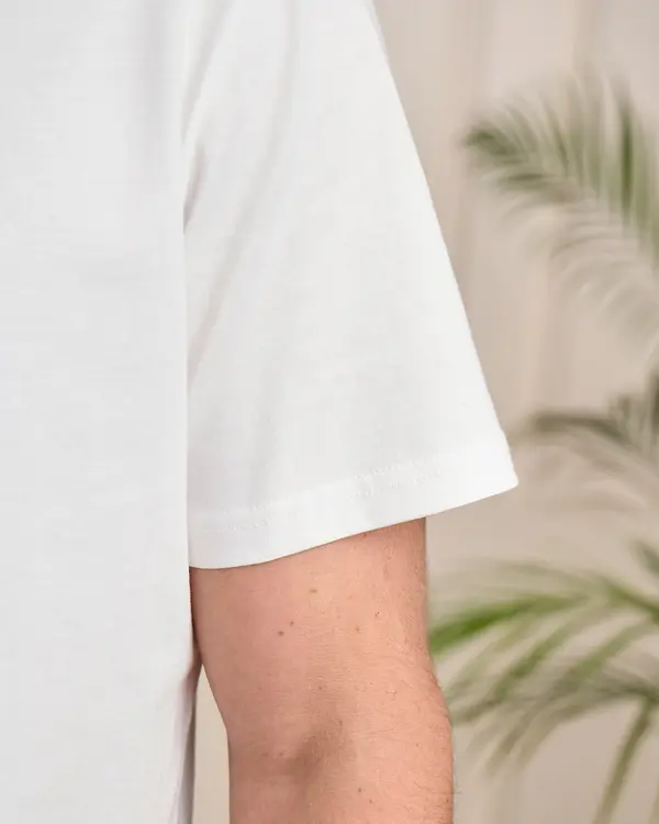 T-shirt col tunisien blanc