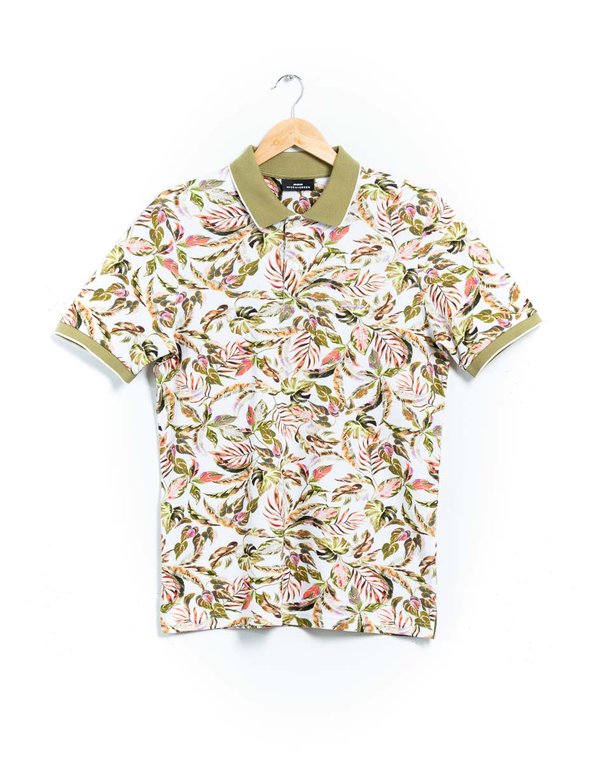 Polo imprimé manches courtes 100% coton beige
