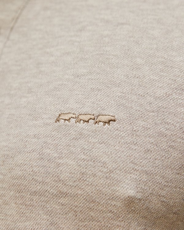 T-shirt manches longues uni col tunisien 100% coton beige T-shirt manches longues uni col tunisien 100% coton beige