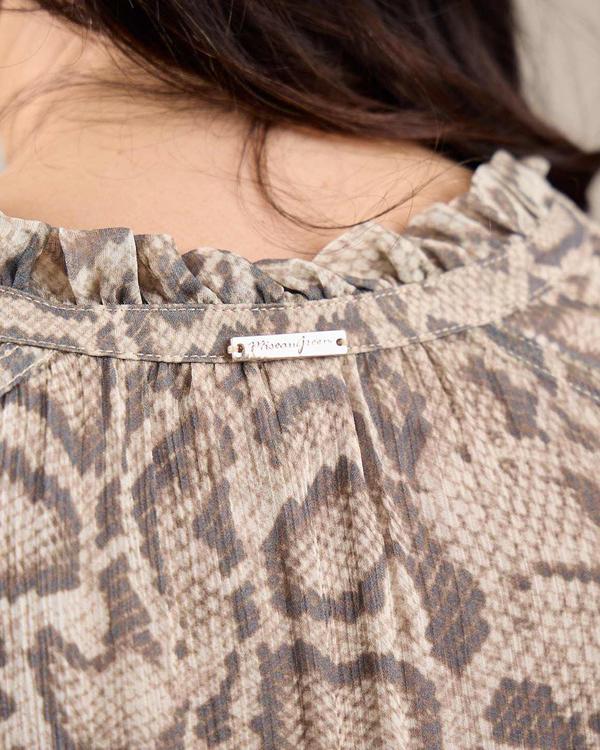 Blouse broderie python beige