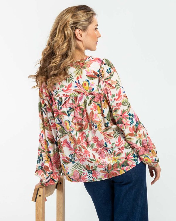 Blouse ample manches longues imprimé tropical Blouse ample manches longues imprimé tropical