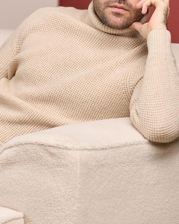 Pull col roulé blanc