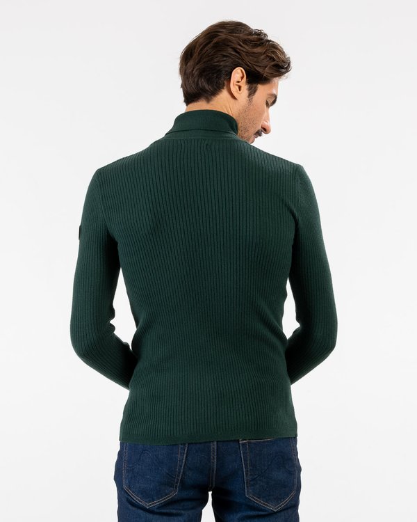 Pull col roulé uni à manches longues bleu Pull col roulé uni à manches longues bleu
