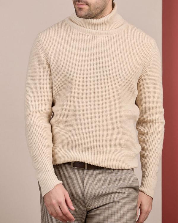 Pull col roulé blanc