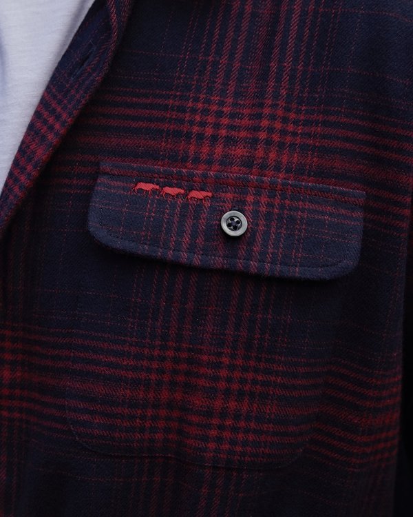 Chemise à carreaux grattée manches longues 100% coton bleu Chemise à carreaux grattée manches longues 100% coton bleu