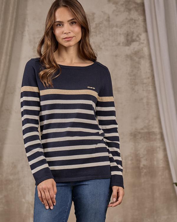 Pull rayé bleu