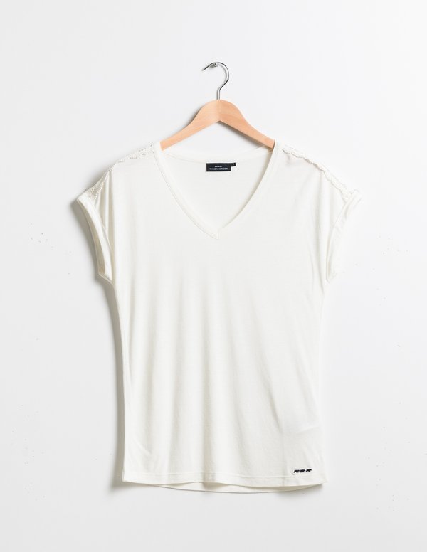 T-shirt uni col V Standard 100 by OEKO-TEX® blanc