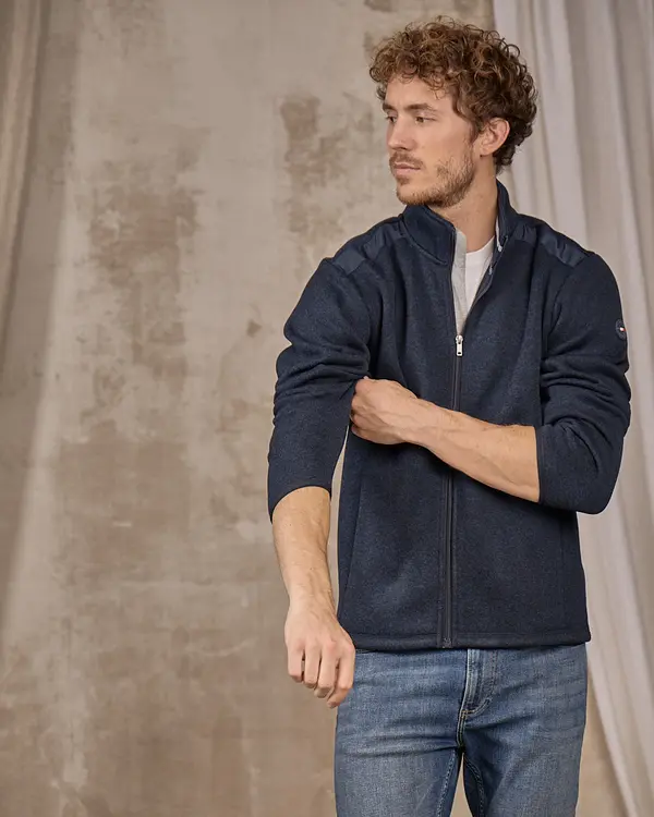 Blouson Polaire détail épaule bleu