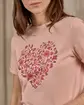 T-shirt cœur fleuri rose