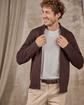 Cardigan zippé col montant beige