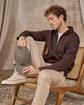 Cardigan zippé col montant beige