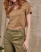 T-shirt col V beige