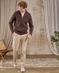 Cardigan zippé col montant beige