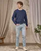 Pull point grain de riz bleu